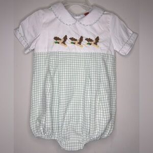 White and Green Checkered Kids One Piece